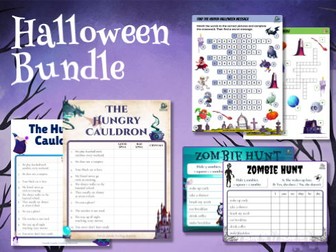 10 Halloween Activities ESL Grammar & Vocabulary Bundle for Beginners