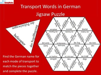 German Vocabulary Jigsaw Puzzle - Transport