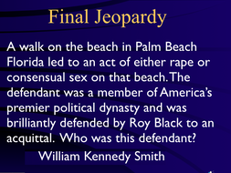 Jeopardy Law Game, SEX CRIMES, Criminal Law & Justice ~ Rape Sexting Abuse etc.