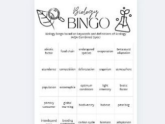 Ecology Definition Bingo