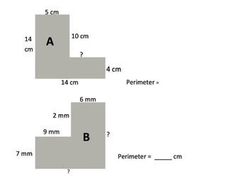 Perimeter of compound shapes worksheet