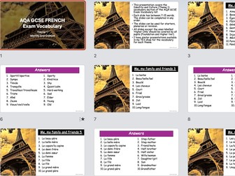 AQA GCSE French Vocabulary Revision Bundle