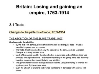 A-level Edexcel History - Britain: Losing and gaining an empire, 1763-1914 condensed notes
