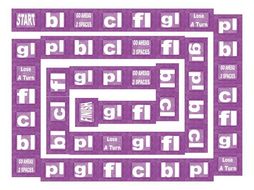 Phonics Consonant Blends bl-cl-fl-gl-pl Text Board Game