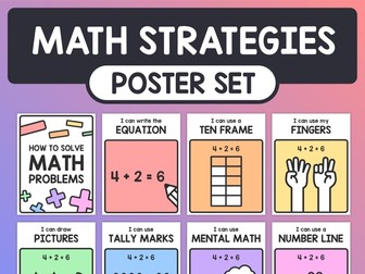 Math Strategies Posters | Single Digit Addition Posters, Math Bulletin Board