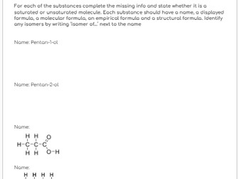 Organic Chemistry - Naming, isomerism, formulae and common reactions