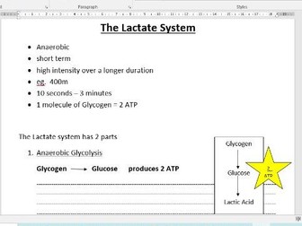 Btec Sport unit1E Energy systems