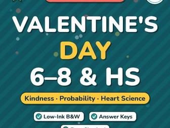 Valentine's Day Math Middle & High School | Probability, Percents, Kindness
