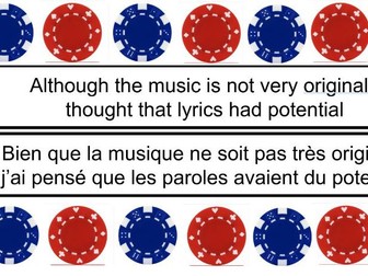 Translation Poker game French AS level topics