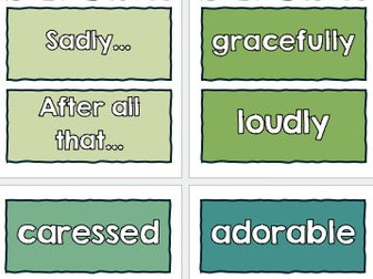 Word Wall - Openers, Adjectives, Verbs & Adverbs (Headings Included) (Cool Colours)