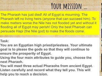 Egyptian Pharaohs Role Play Lesson