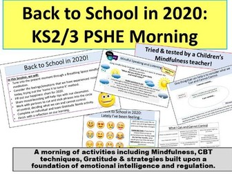 Back to School 2020: PSHE w/ Mindfulness