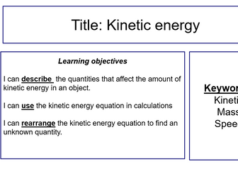 GCSE AQA 9-1 Energy: L3 Kinetic Energy