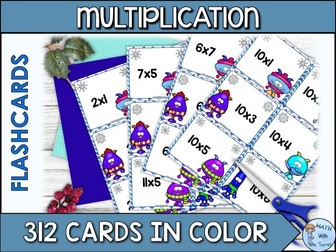 Winter Monster Multiplication Flashcards | 0-12