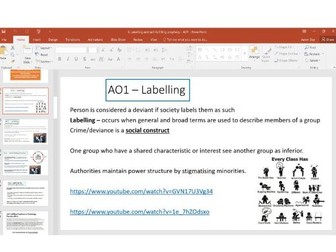 Edexcel A Level Psychology - Criminal - Labelling & Self-fulfulling prophecy