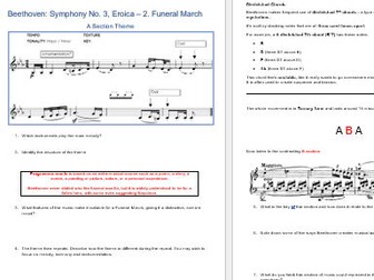 iGCSE Music (Romantic) Beethoven Eroica Funeral March Worksheet