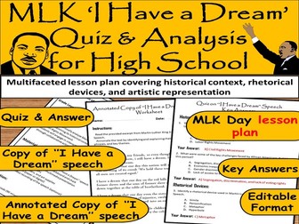 Martin Luther King Jr ‘I Have a Dream’ Speech Analysis – High School Lesson with Quiz