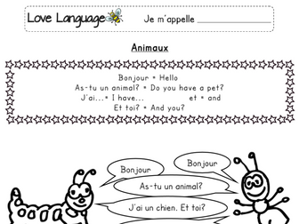 Pets in French - worksheets