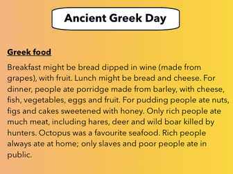 Ancient Greece Food Tasting Activity