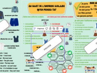 French school uniform vocabulary mat