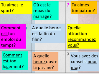 French GCSE speaking- role play questions