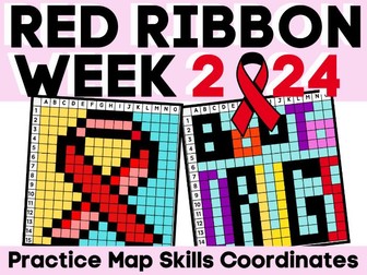 Red Ribbon Week 2024 Coloring Pages math Activity Map Skills Worksheet Year 3/4: Maths Map Making