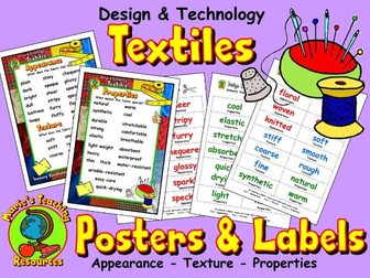 DT Textiles Fabrics Vocabulary Posters & Labels