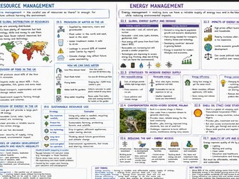 Resource management (and energy) AQA GCSE Geography A3 revision page / Knowledge organiser