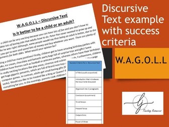 W.A.G.O.L.L Discursive text example with success criteria