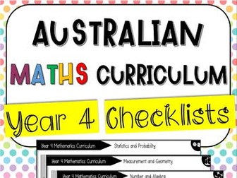 Year 4 Australian Maths Curriculum Checklists