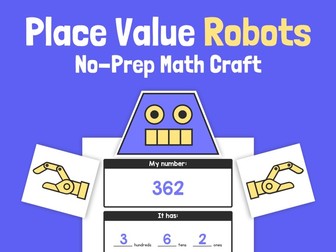 Place Value Craft | Robot Place Value Activity, Expanded Form Place Value Center