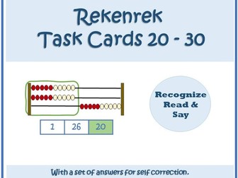 Rekenrek identify numbers from 20 to 30 with a set of answers for self correction