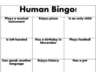 Human Bingo Form Time Resource