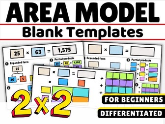 Multiplication Area Model Template Blank Box method Anchor Chart 2 digit 2 digit