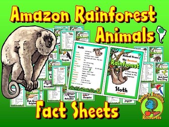 Amazon Rainforest Animals- Fact Sheets