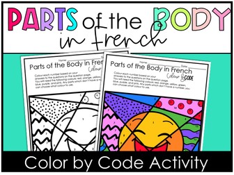 Beginner French Parts of the Body Colour by Number or Code Activity