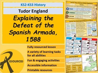 KS3 KS2 Tudor History: Explaining the Defeat of the Spanish Armada in 1588 (Elizabeth I)
