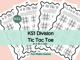 KS1 Division Facts Tic Tac Toe Worksheets – Year 1 & Year 2 Maths Games
