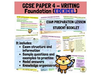 Edexcel Spanish GCSE Writing Foundation. Exam preparation lesson and booklet.