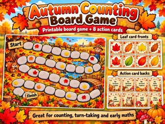 Autumn Counting Board Game | Printable Maths Game with Action Cards | SEND, EYFS & KS1