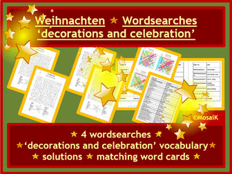 Christmas German wordsearches and word cards