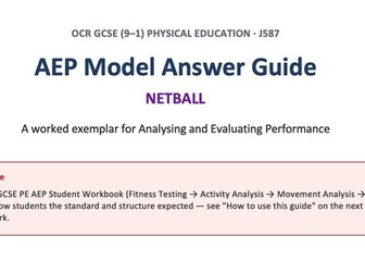 OCR GCSE PE (J587) - AEP Model Answer Guide: [Netball] | Worked Exemplar for AEP Coursework