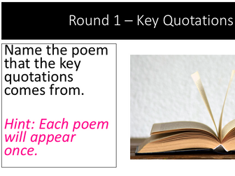 Power and Conflict Poetry - Revision Quiz