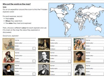 Explorer's worksheet and treasure hunt