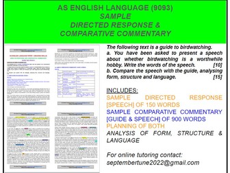 SAMPLE COMPARATIVE COMMENTARY OF SPEECH & GUIDE: CAIE AS ENGLISH LANGUAGE (9093)