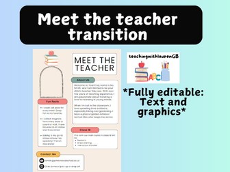 **EDITABLE** Meet the teacher/new teacher transition leaflet