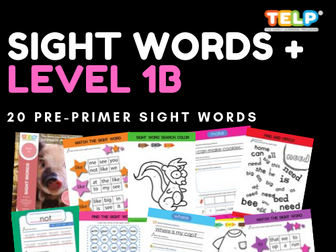 Sight Words 1B - Dolch Pre-Primer Worksheets (20 Words)