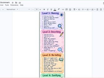 Blank Level Questions Bookmark