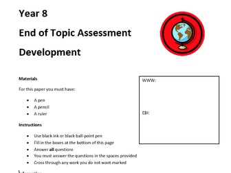 Development End of Topic Assessment KS3