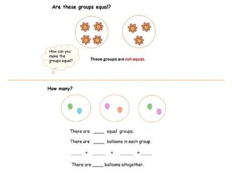 Year 1- Adding equal groups lesson pack with slides and worksheets